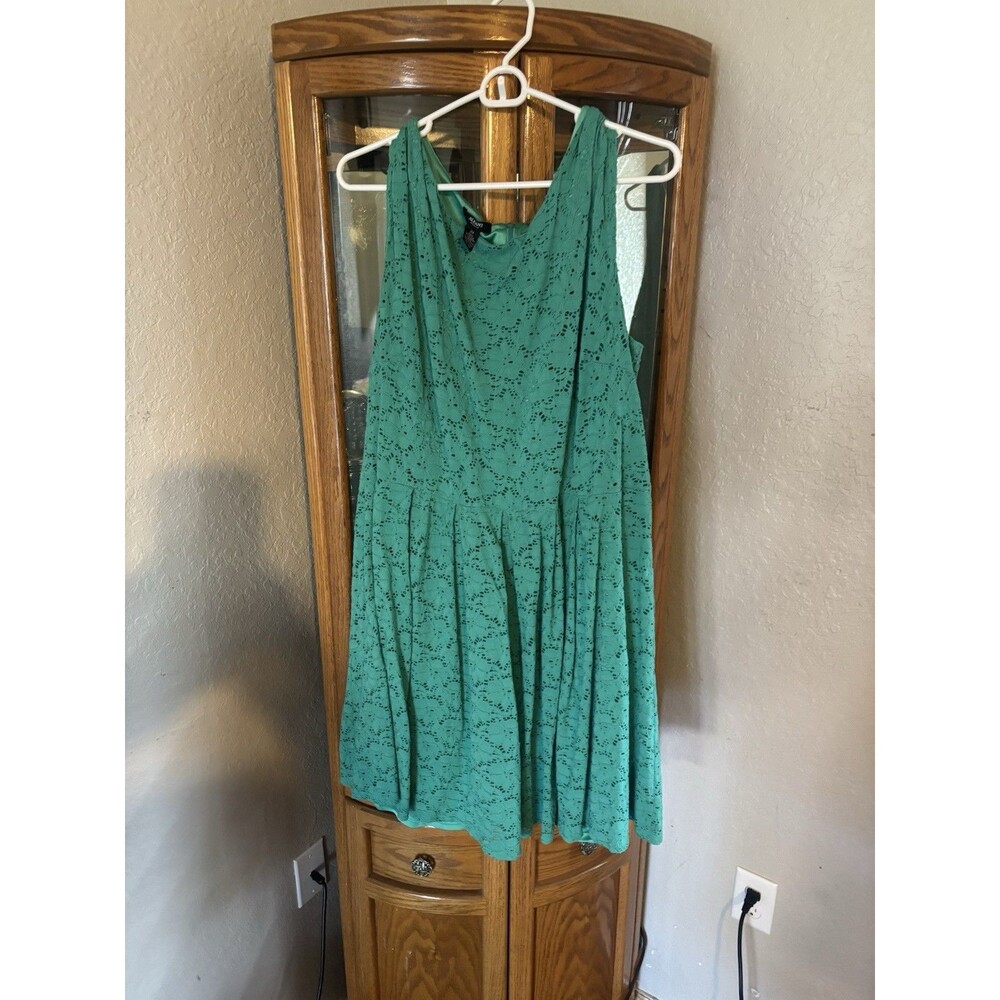 Alfani Woman 2X Teal Lace Sleeveless Fit Flare Dress Plus Size Lined